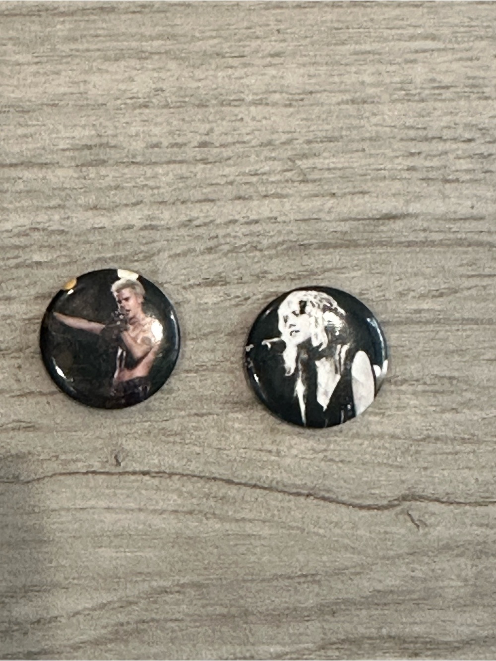 Vintage Music Pinback Buttons - Pair with Singer Portraits